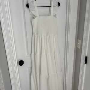 Charming White Dress with Ruffle Straps